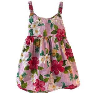 Vintage‎ Toddler Girl Hawaiian Dress Made In Hawaii Size 1/2 Pink Flowers Aloha